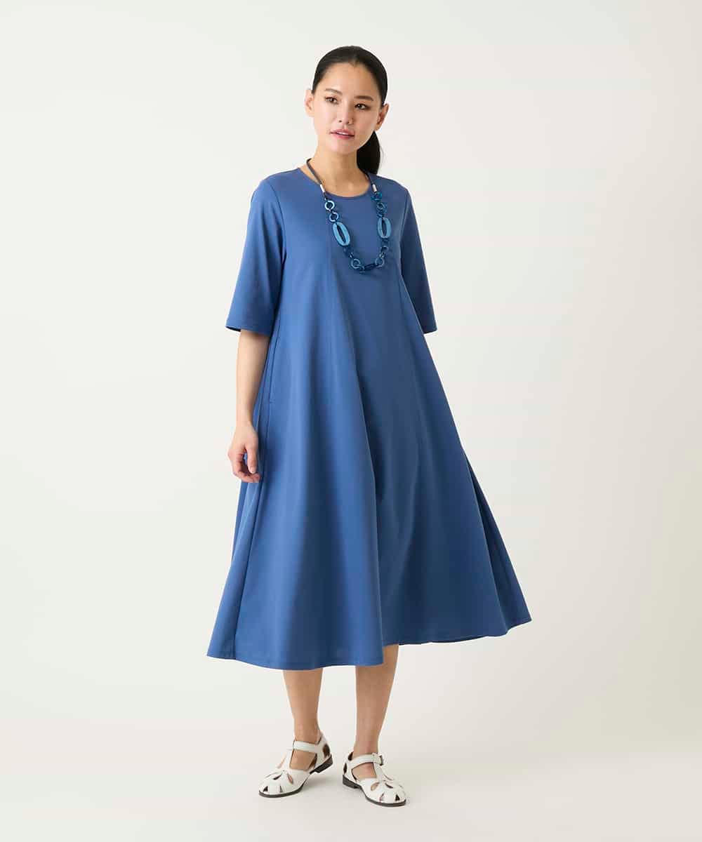 RLPFD37380 HIROKO BIS GRANDE(ヒロコ ビス グランデ) 切り替えフレアジャージーワンピース ブルー