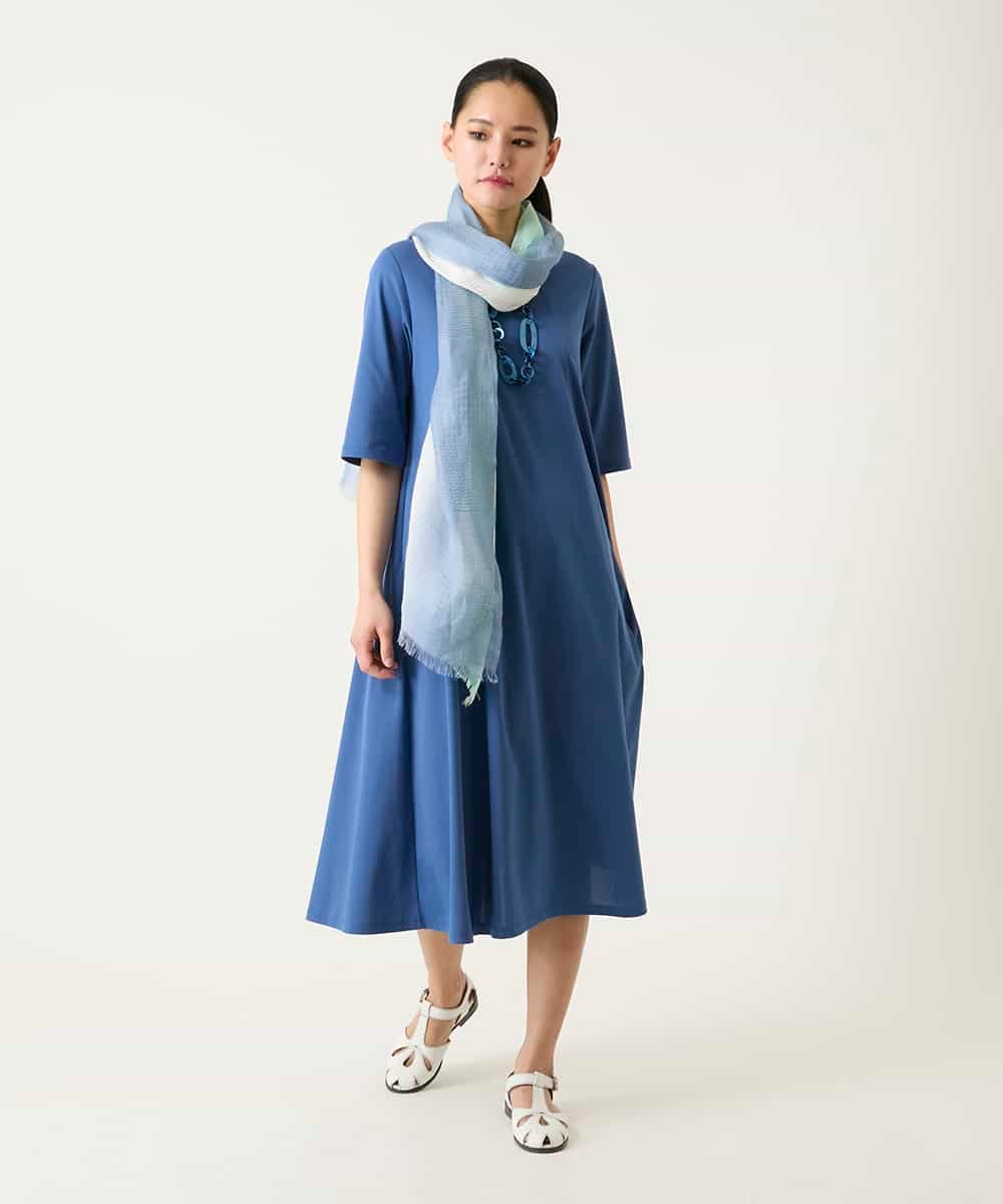 RLPFD37380 HIROKO BIS GRANDE(ヒロコ ビス グランデ) 切り替えフレアジャージーワンピース ブルー