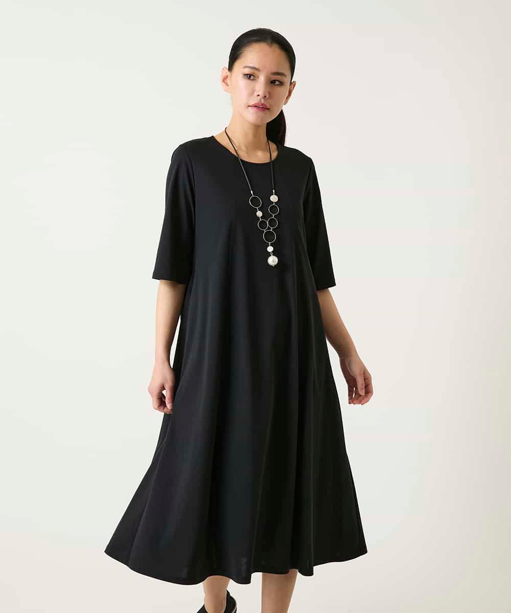 RLPFD37380 HIROKO BIS GRANDE(ヒロコ ビス グランデ) 切り替えフレアジャージーワンピース ブラック