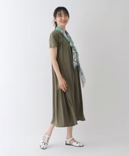 RLPGT31360 HIROKO BIS GRANDE(ヒロコ ビス グランデ) 【洗濯機で洗える】ギャザーアクセントジャージーワンピース ネイビー