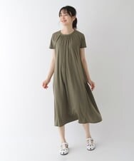 RLPGT31360 HIROKO BIS GRANDE(ヒロコ ビス グランデ) 【洗濯機で洗える】ギャザーアクセントジャージーワンピース ネイビー