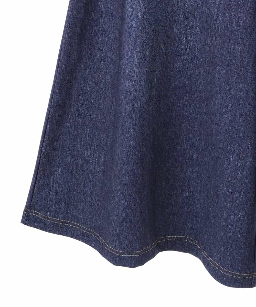 RLQIB42280 HIROKO BIS GRANDE(ヒロコ ビス グランデ) 【大きいサイズ】デニムプリントストレッチガウチョパンツ /洗濯機で洗える ネイビー