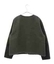 RLTAA02360 HIROKO BIS GRANDE(ヒロコ ビス グランデ) 【大きいサイズ】ブークレリングノーカラージャケット カーキ