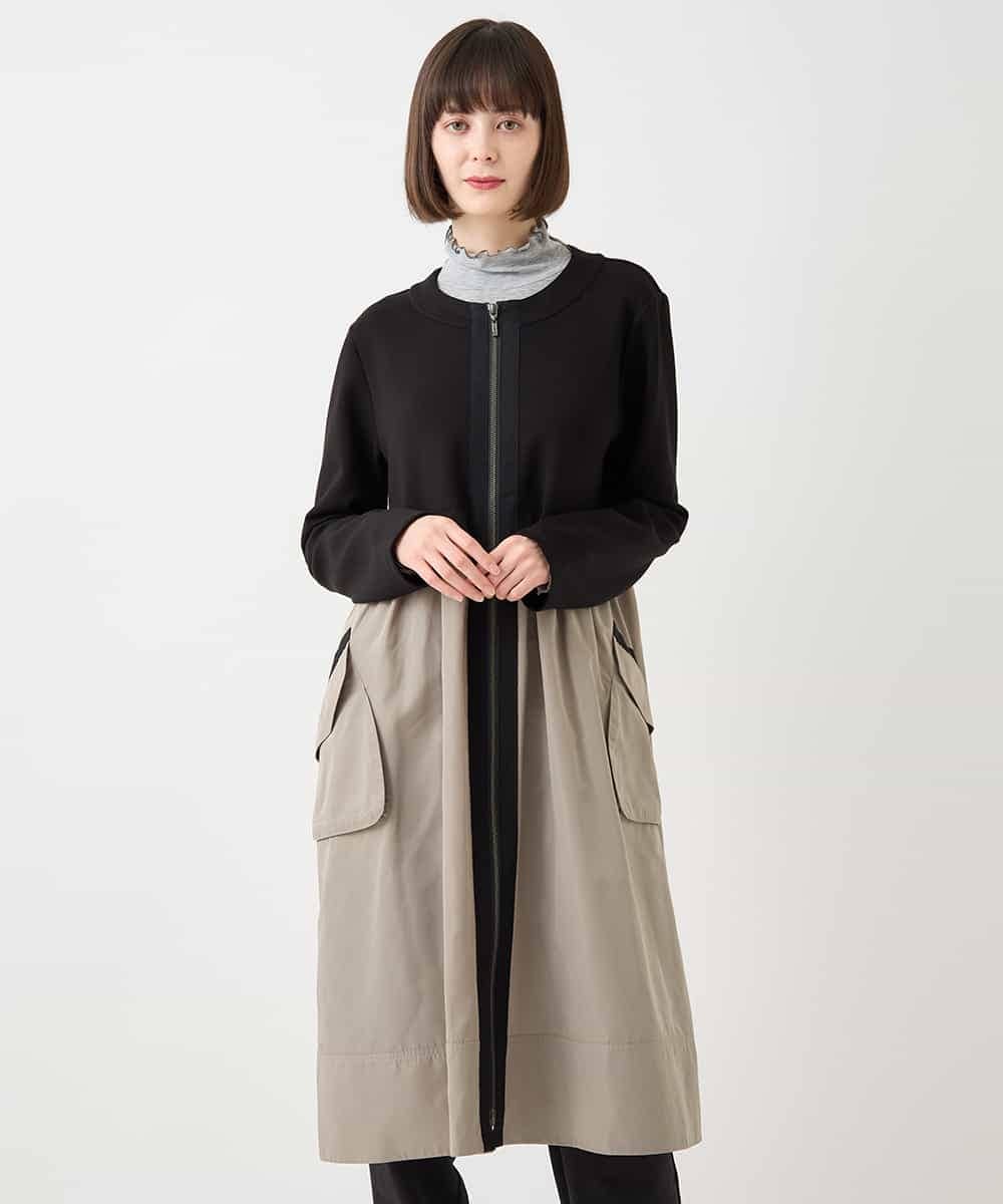 RLTAA20360 HIROKO BIS GRANDE(ヒロコ ビス グランデ) 【大きいサイズ】タフタジョイントフロントジップコート /洗える ブラック