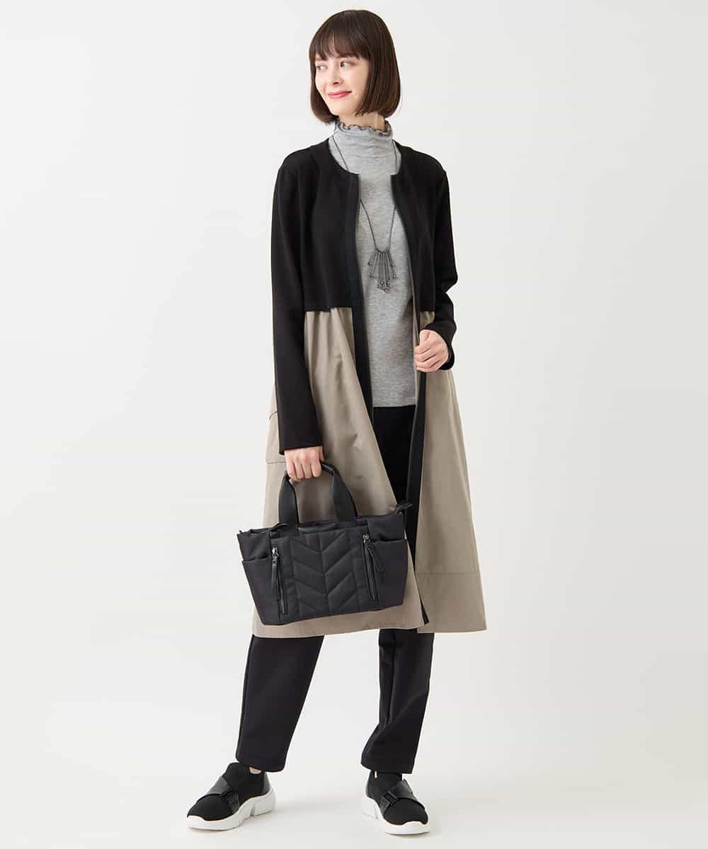 RLTAA20360 HIROKO BIS GRANDE(ヒロコ ビス グランデ) 【大きいサイズ】タフタジョイントフロントジップコート /洗える ブラック