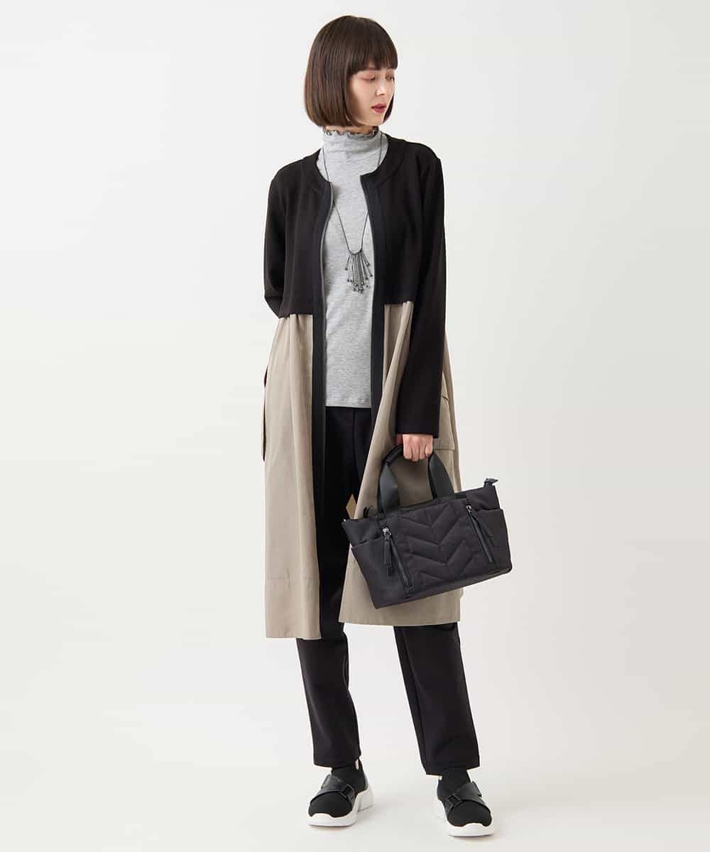 RLTAA20360 HIROKO BIS GRANDE(ヒロコ ビス グランデ) 【大きいサイズ】タフタジョイントフロントジップコート /洗える ブラック