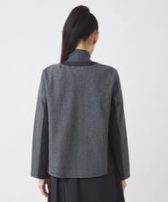 RLTAD25290 HIROKO BIS GRANDE(ヒロコ ビス グランデ) 【大きいサイズ】異素材ノーカラージャケット /洗える グレー