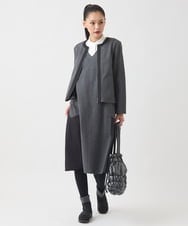 RLTAD25290 HIROKO BIS GRANDE(ヒロコ ビス グランデ) 【大きいサイズ】異素材ノーカラージャケット /洗える グレー