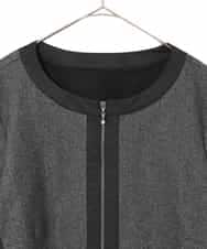 RLTAD25290 HIROKO BIS GRANDE(ヒロコ ビス グランデ) 【大きいサイズ】異素材ノーカラージャケット /洗える グレー