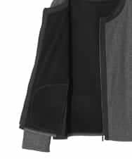 RLTAD25290 HIROKO BIS GRANDE(ヒロコ ビス グランデ) 【大きいサイズ】異素材ノーカラージャケット /洗える グレー