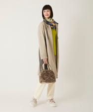 RLTAD26380 HIROKO BIS GRANDE(ヒロコ ビス グランデ) 【大きいサイズ】異素材スタンドカラーロングコート /洗える グレー