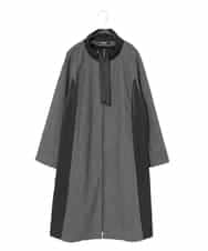 RLTAD26380 HIROKO BIS GRANDE(ヒロコ ビス グランデ) 【大きいサイズ】異素材スタンドカラーロングコート /洗える グレー