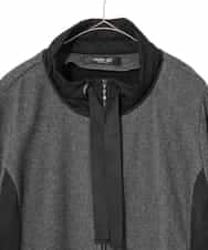 RLTAD26380 HIROKO BIS GRANDE(ヒロコ ビス グランデ) 【大きいサイズ】異素材スタンドカラーロングコート /洗える グレー