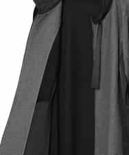 RLTAD26380 HIROKO BIS GRANDE(ヒロコ ビス グランデ) 【大きいサイズ】異素材スタンドカラーロングコート /洗える グレー