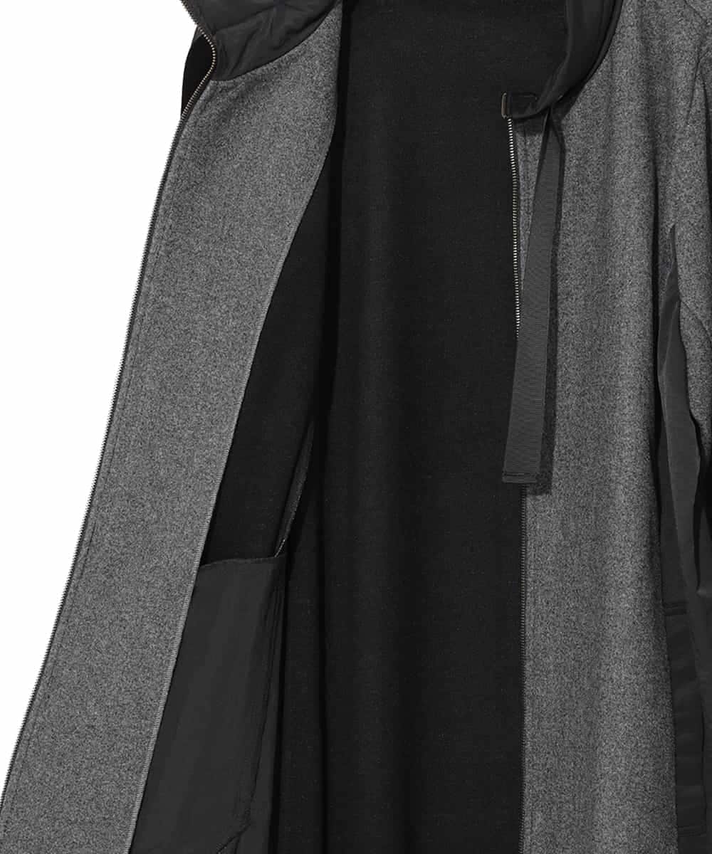 RLTAD26380 HIROKO BIS GRANDE(ヒロコ ビス グランデ) 【大きいサイズ】異素材スタンドカラーロングコート /洗える グレー