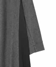 RLTAD26380 HIROKO BIS GRANDE(ヒロコ ビス グランデ) 【大きいサイズ】異素材スタンドカラーロングコート /洗える グレー