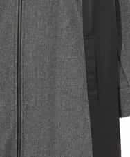 RLTAD26380 HIROKO BIS GRANDE(ヒロコ ビス グランデ) 【大きいサイズ】異素材スタンドカラーロングコート /洗える グレー