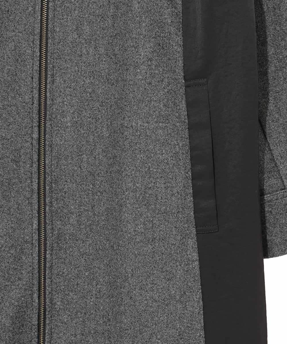 RLTAD26380 HIROKO BIS GRANDE(ヒロコ ビス グランデ) 【大きいサイズ】異素材スタンドカラーロングコート /洗える グレー