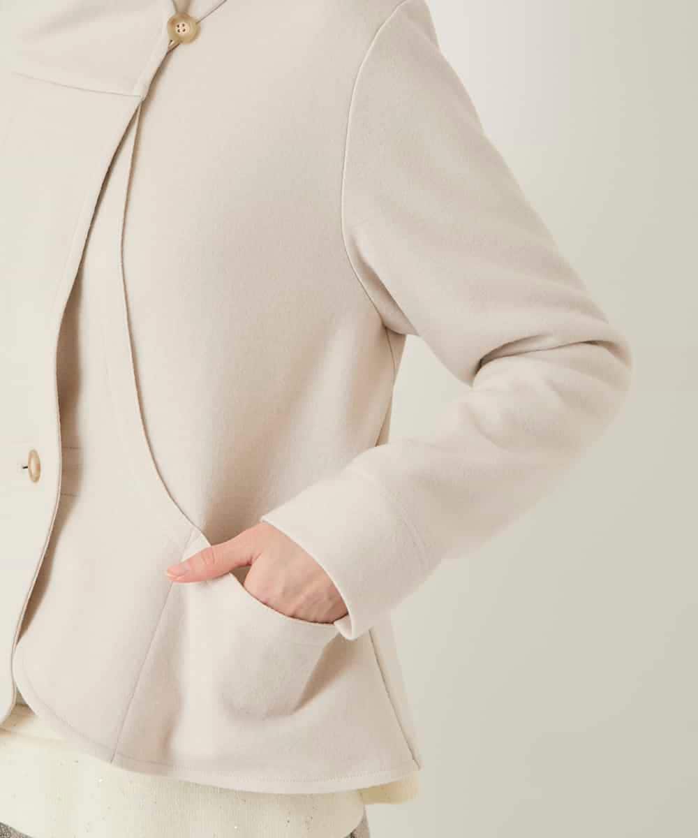 RLTAF01380 HIROKO BIS GRANDE(ヒロコ ビス グランデ) 【先行予約/大きいサイズ】スムースウールコンパクトジャケット アイボリー