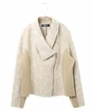 RLTAX10450 HIROKO BIS GRANDE(ヒロコ ビス グランデ) 【洗える】レースボンディングライダース風ジャケット ベージュ