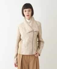 RLTAX10450 HIROKO BIS GRANDE(ヒロコ ビス グランデ) 【洗える】レースボンディングライダース風ジャケット ベージュ