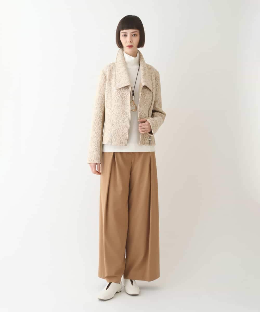 RLTAX10450 HIROKO BIS GRANDE(ヒロコ ビス グランデ) 【洗える】レースボンディングライダース風ジャケット ベージュ