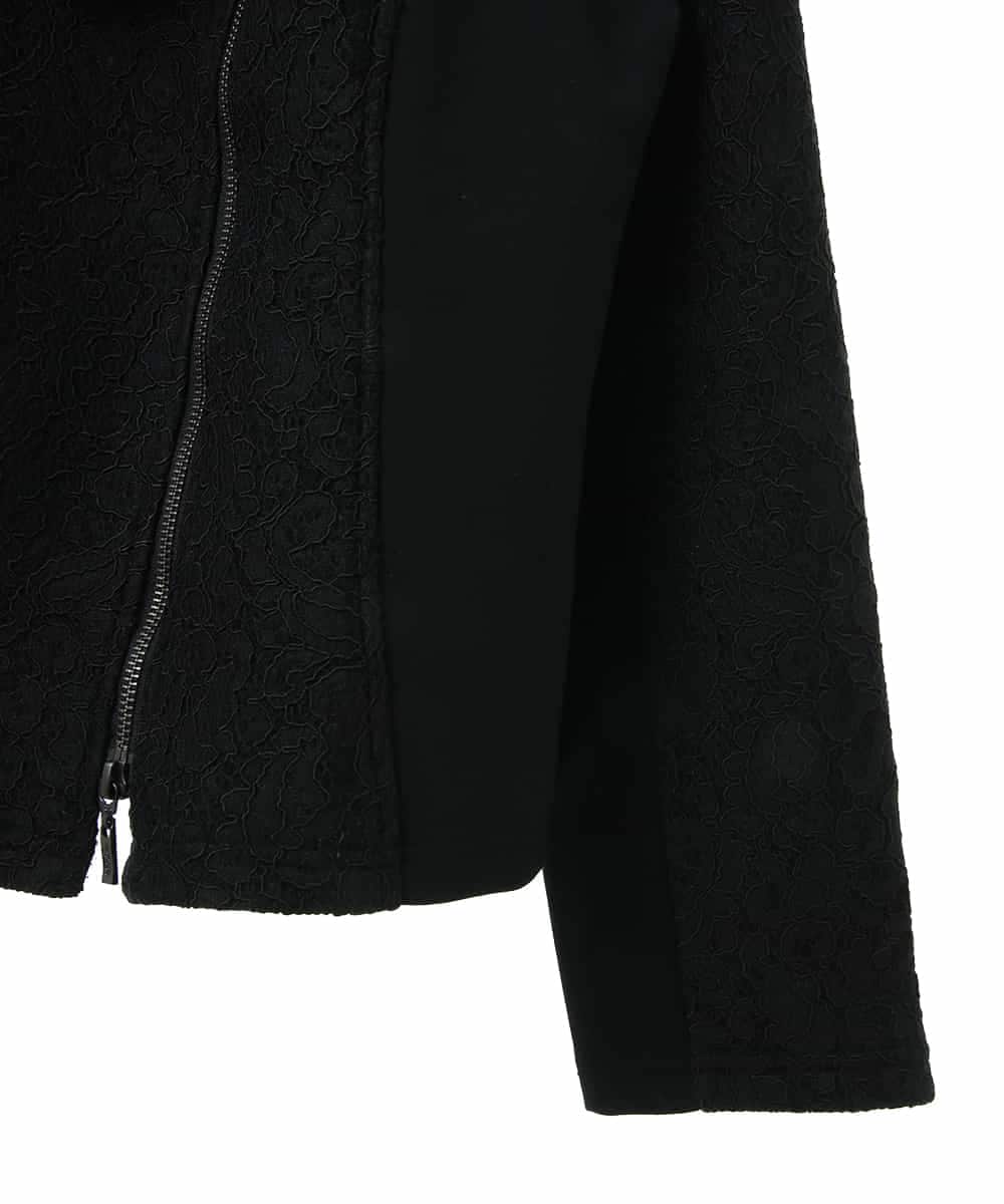 RLTAX10450 HIROKO BIS GRANDE(ヒロコ ビス グランデ) 【洗える】レースボンディングライダース風ジャケット ブラック