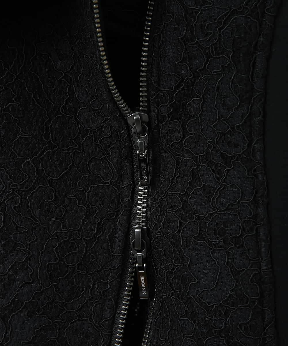 RLTAX10450 HIROKO BIS GRANDE(ヒロコ ビス グランデ) 【洗える】レースボンディングライダース風ジャケット ブラック