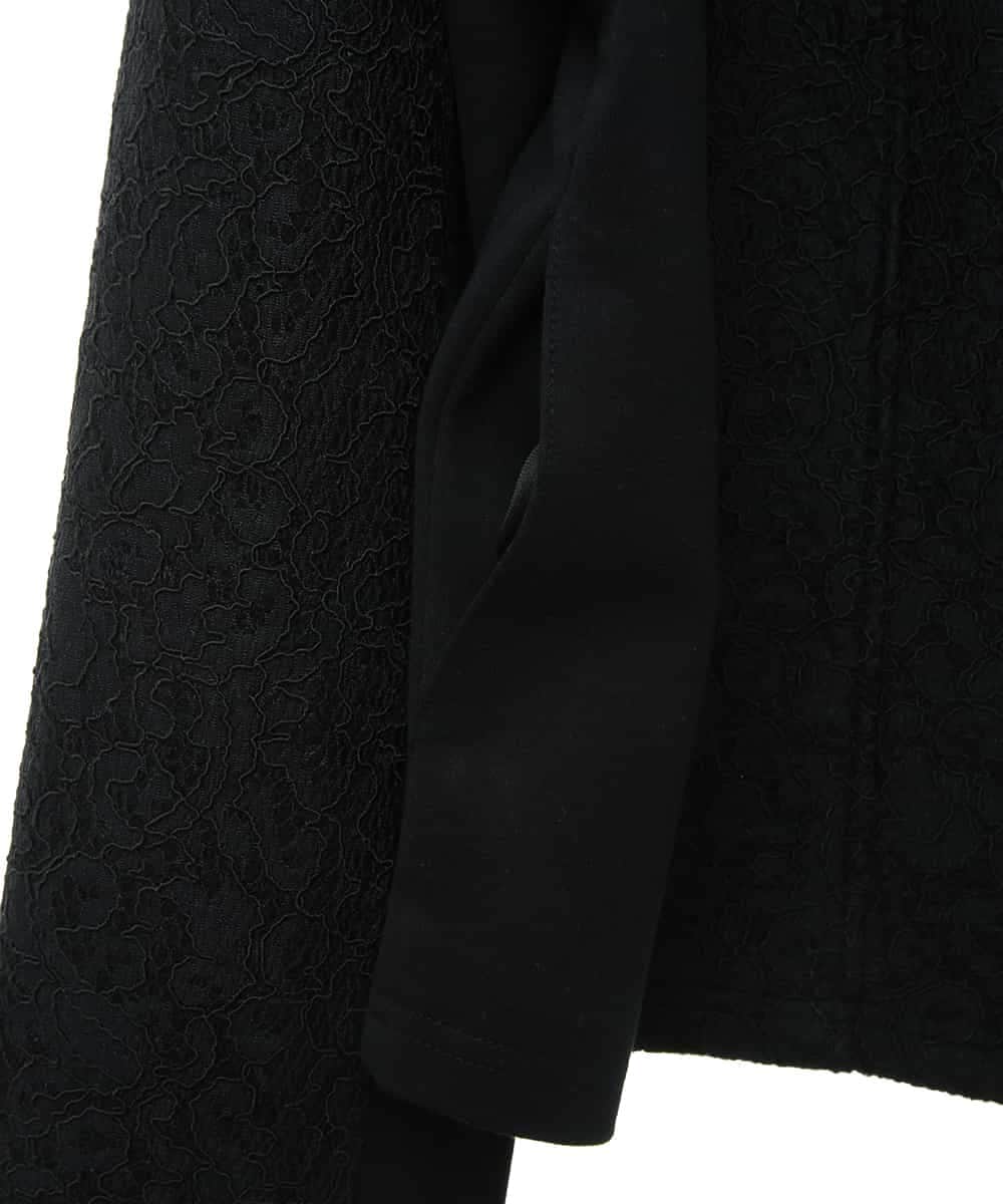 RLTAX10450 HIROKO BIS GRANDE(ヒロコ ビス グランデ) 【洗える】レースボンディングライダース風ジャケット ブラック