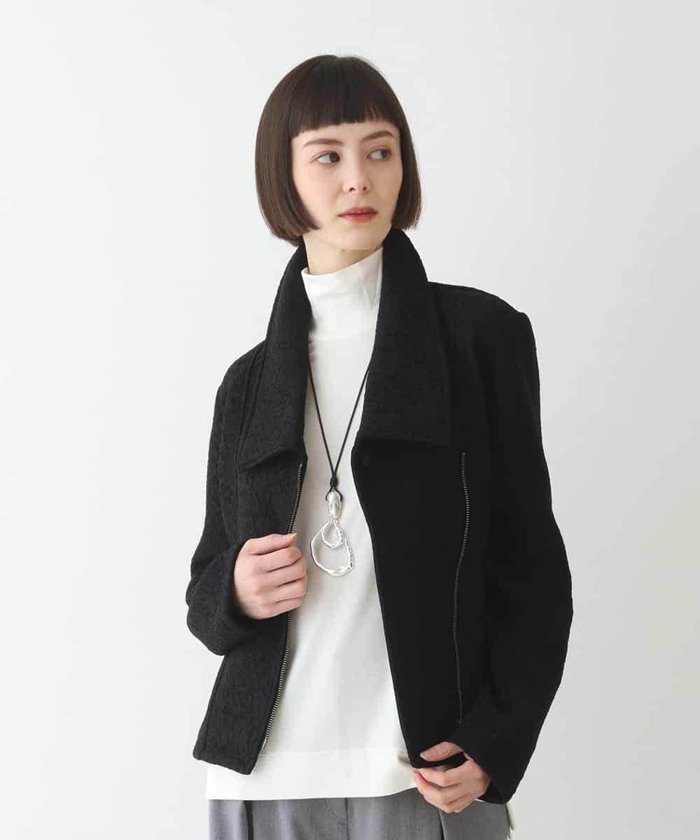 RLTAX10450 HIROKO BIS GRANDE(ヒロコ ビス グランデ) 【洗える】レースボンディングライダース風ジャケット ブラック