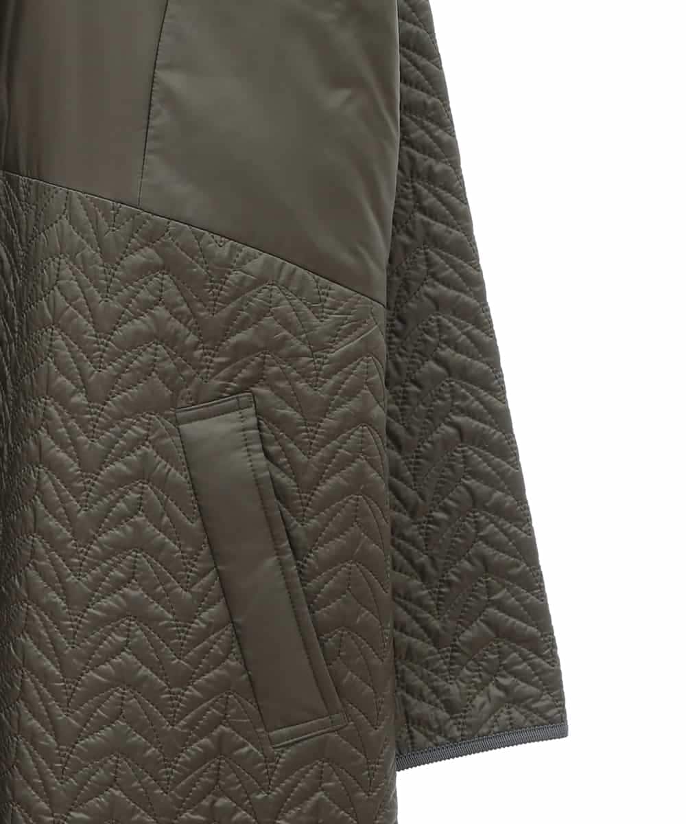 RLUAA02710 HIROKO BIS GRANDE(ヒロコ ビス グランデ) 【大きいサイズ/2WAY】キルティングタフタフーディーコート カーキ