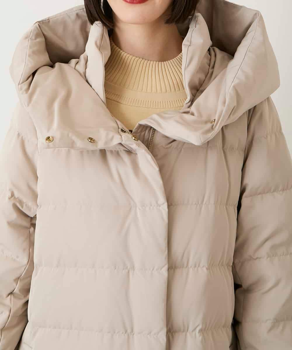 RLUAD56650 HIROKO BIS GRANDE(ヒロコ ビス グランデ) ロング丈フーディーダウンコート ベージュ