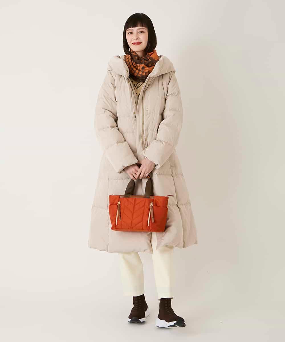 RLUAD56650 HIROKO BIS GRANDE(ヒロコ ビス グランデ) ロング丈フーディーダウンコート ベージュ