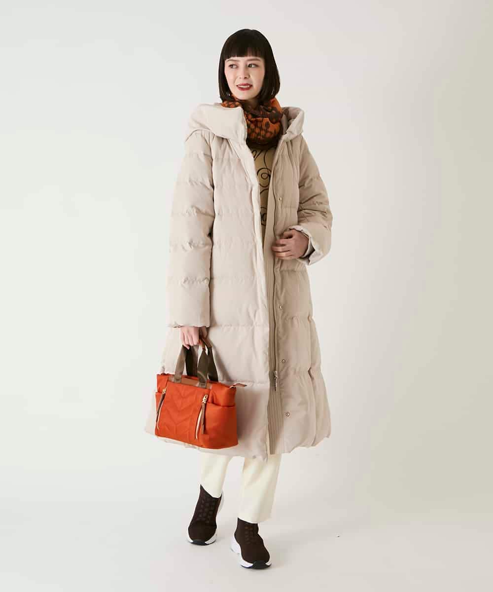 RLUAD56650 HIROKO BIS GRANDE(ヒロコ ビス グランデ) ロング丈フーディーダウンコート ベージュ