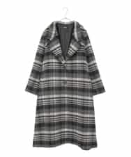 RLUAE01710 HIROKO BIS GRANDE(ヒロコ ビス グランデ) 【大きいサイズ】ウールシャギーチェック柄コート ブラック