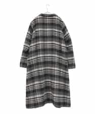 RLUAE01710 HIROKO BIS GRANDE(ヒロコ ビス グランデ) 【大きいサイズ】ウールシャギーチェック柄コート ブラック