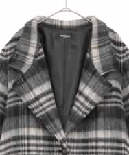 RLUAE01710 HIROKO BIS GRANDE(ヒロコ ビス グランデ) 【大きいサイズ】ウールシャギーチェック柄コート ブラック