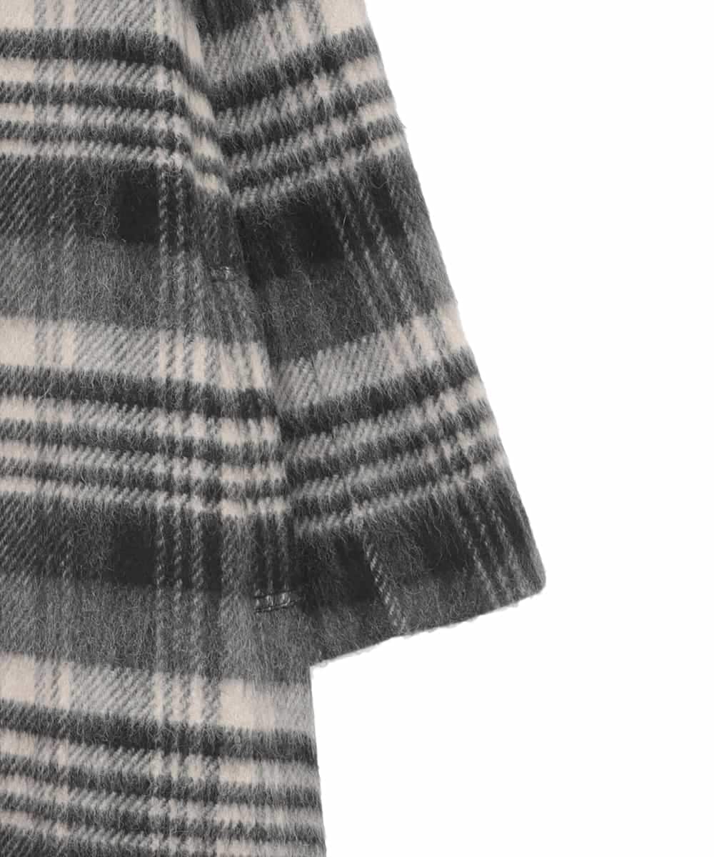 RLUAE01710 HIROKO BIS GRANDE(ヒロコ ビス グランデ) 【大きいサイズ】ウールシャギーチェック柄コート ブラック