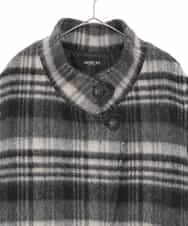 RLUAE01710 HIROKO BIS GRANDE(ヒロコ ビス グランデ) 【大きいサイズ】ウールシャギーチェック柄コート ブラック