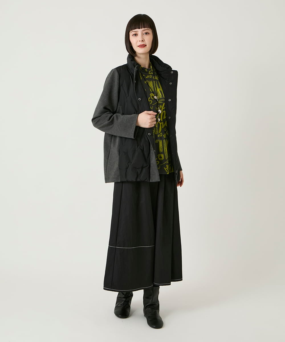 RLUAE05450 HIROKO BIS GRANDE(ヒロコ ビス グランデ) 【大きいサイズ】圧着キルトジョイントデザインコート ベージュ