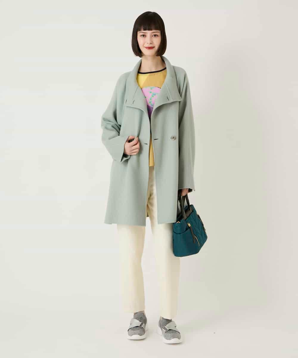 RLUAE10650 HIROKO BIS GRANDE(ヒロコ ビス グランデ) スタンドカラーリバージャージーコート グリーン