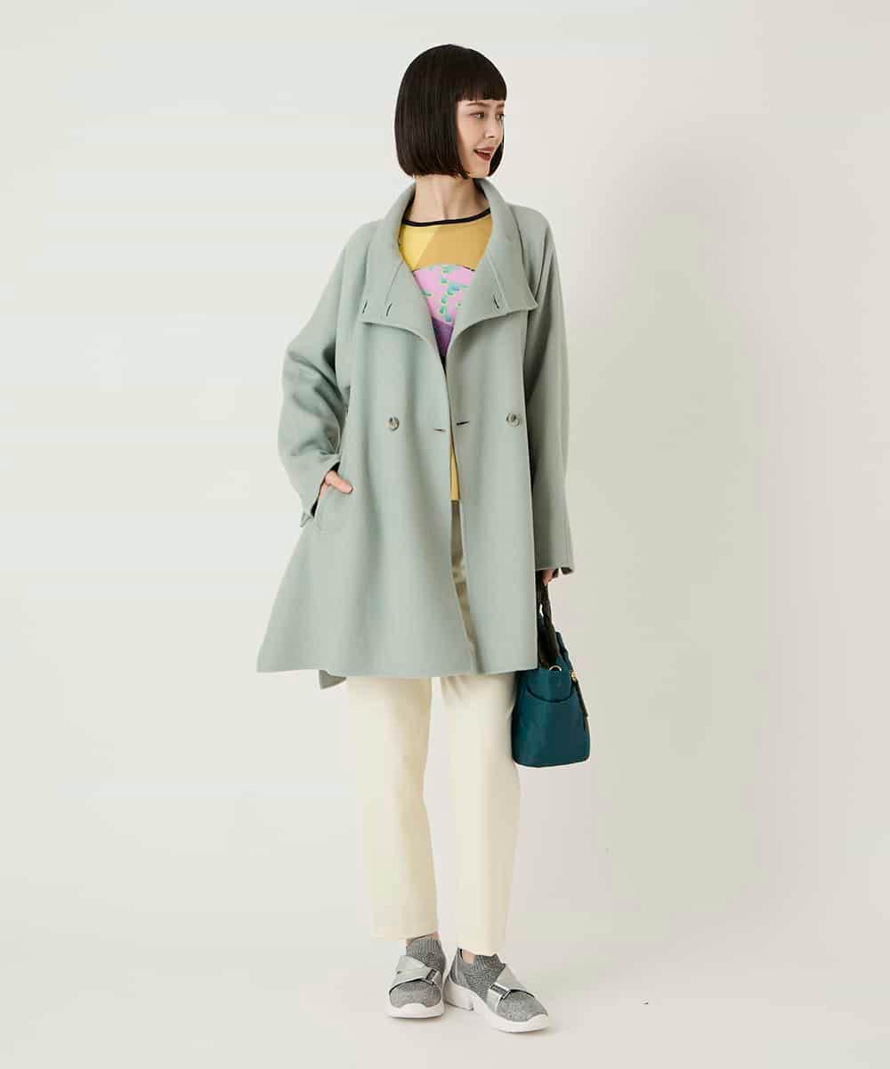 RLUAE10650 HIROKO BIS GRANDE(ヒロコ ビス グランデ) スタンドカラーリバージャージーコート グリーン