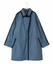 RLUAF01610 HIROKO BIS GRANDE(ヒロコ ビス グランデ) 【大きいサイズ】千鳥プリントテープアクセントダウンコート ネイビー