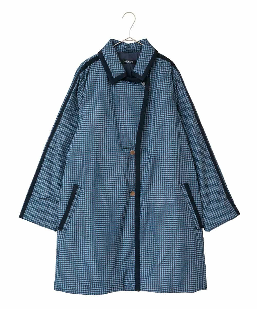 RLUAF01610 HIROKO BIS GRANDE 【大きいサイズ】千鳥プリントテープアクセントダウンコート