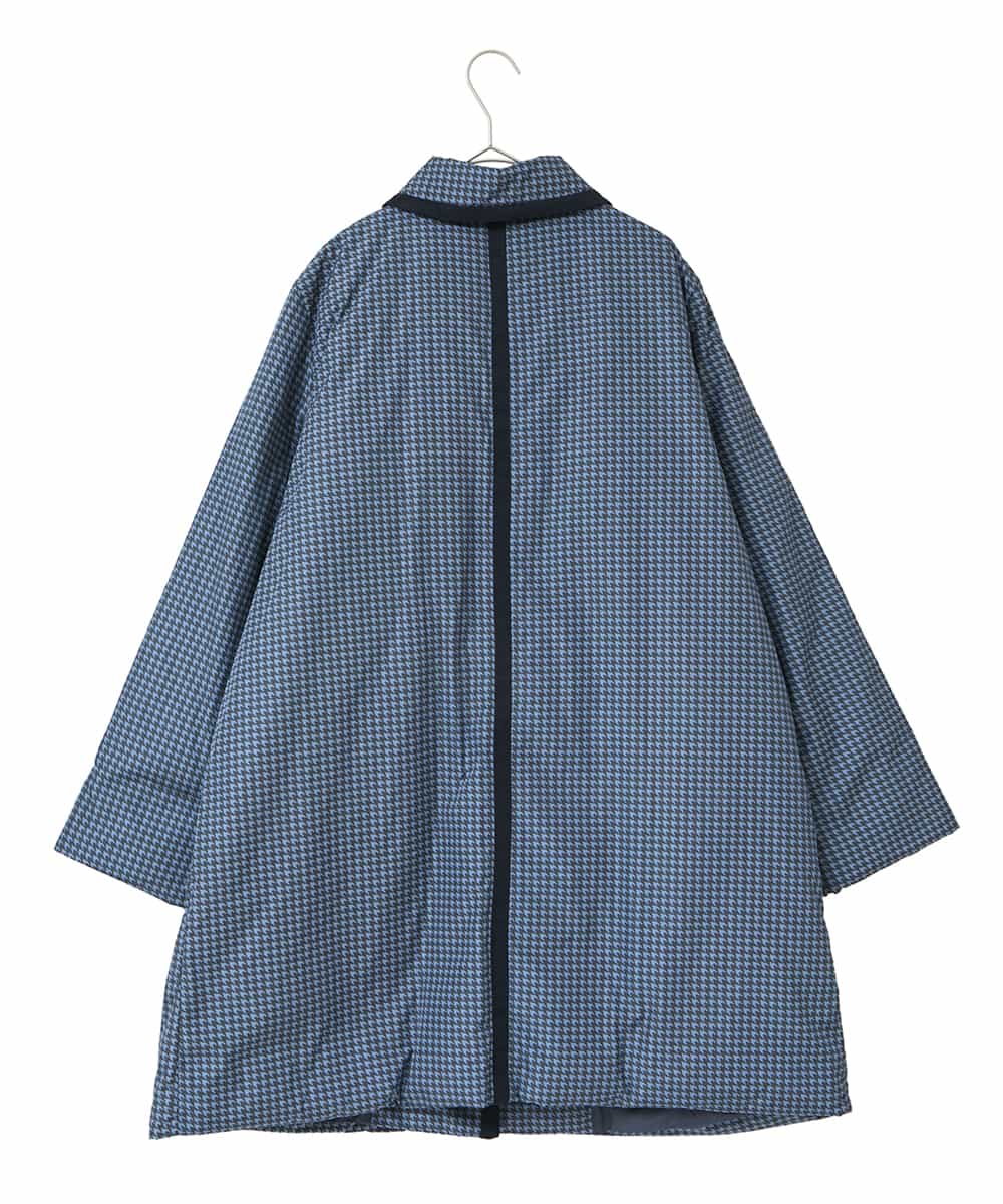 RLUAF01610 HIROKO BIS GRANDE(ヒロコ ビス グランデ) 【大きいサイズ】千鳥プリントテープアクセントダウンコート ネイビー