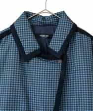 RLUAF01610 HIROKO BIS GRANDE(ヒロコ ビス グランデ) 【大きいサイズ】千鳥プリントテープアクセントダウンコート ネイビー