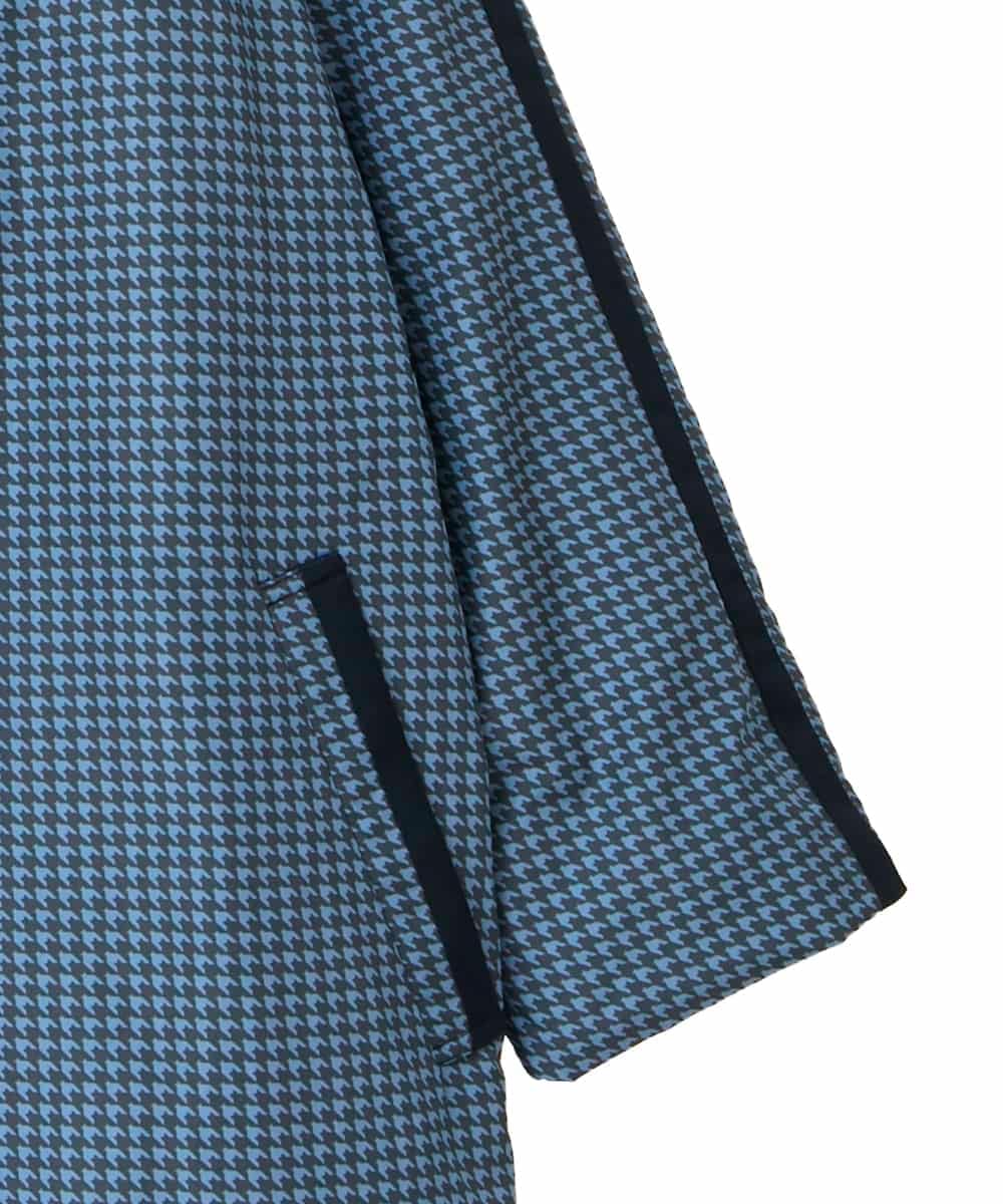 RLUAF01610 HIROKO BIS GRANDE(ヒロコ ビス グランデ) 【大きいサイズ】千鳥プリントテープアクセントダウンコート ネイビー