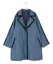 RLUAF01610 HIROKO BIS GRANDE(ヒロコ ビス グランデ) 【大きいサイズ】千鳥プリントテープアクセントダウンコート ネイビー