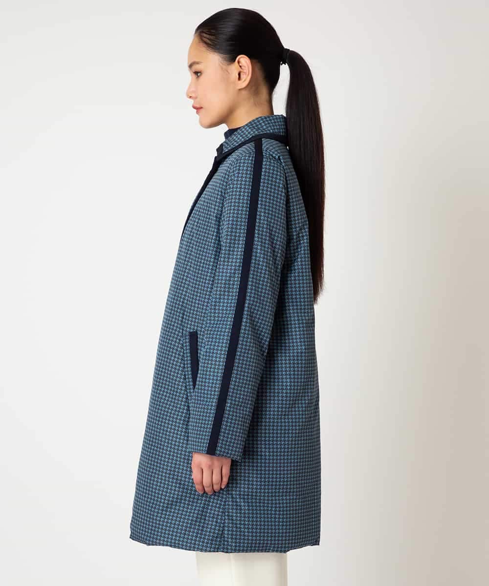RLUAF01610 HIROKO BIS GRANDE(ヒロコ ビス グランデ) 【大きいサイズ】千鳥プリントテープアクセントダウンコート ネイビー