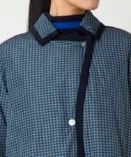 RLUAF01610 HIROKO BIS GRANDE(ヒロコ ビス グランデ) 【大きいサイズ】千鳥プリントテープアクセントダウンコート ネイビー